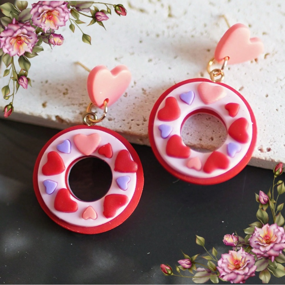 Valentine’s Day Heart‎ Donut Earrings